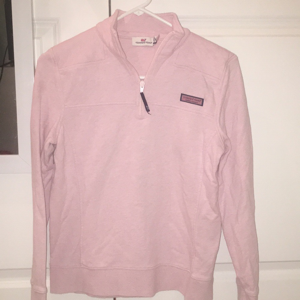 Light pink Vineyard Vines quarter zip pullover - Picture 2 of 4